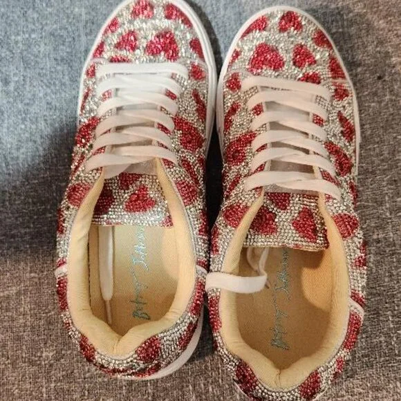 Betsey Johnson Suton/Sidny Heart Rhinestone Platform Sneakers - Picture 7 of 9